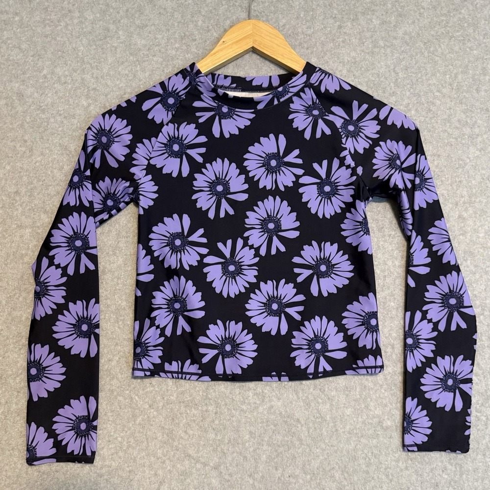Gap Kids Girls M 8 Purple Wisteria Blossom Rash Guard Long Sleeve Swim Top - Picture 5 of 5